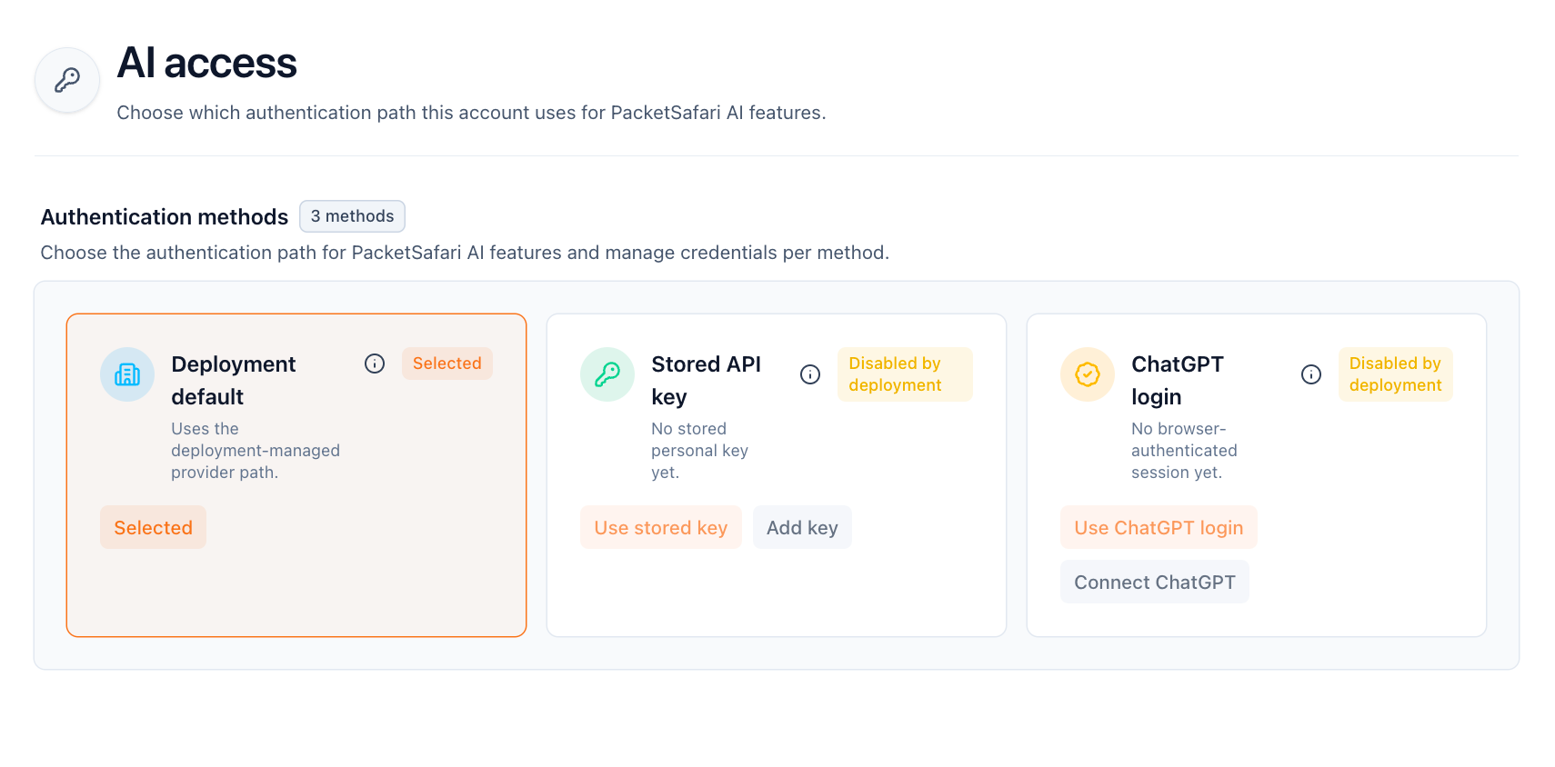 AI access settings in PacketSafari